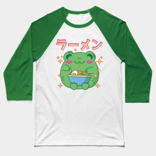 Kawaii Frog Eating Ramen Japanese Food Baseball T-Shirt